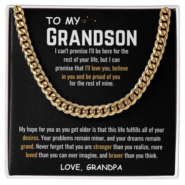 To My Grandson - Cuban Link Chain Gift Set - SLDDL0036 - Sunshine Letters Co